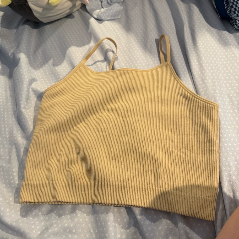 Stylish Tan Ribbed Bralette